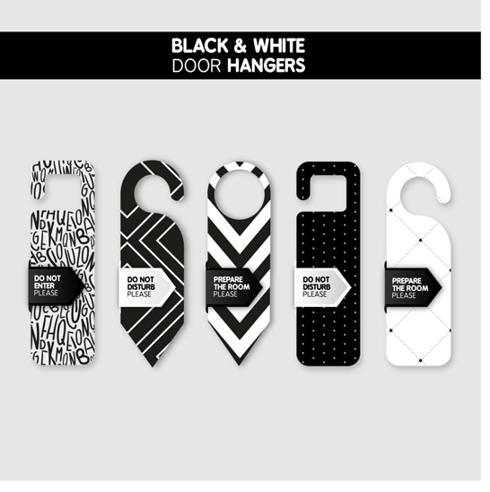 Black and white door hangers vector  