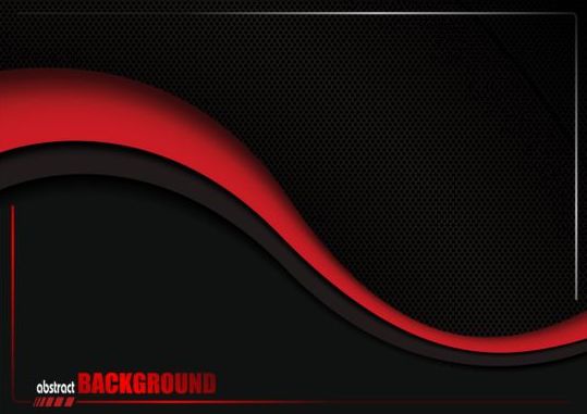 赤い波の背景ベクトルが付いている黒い金属02  
