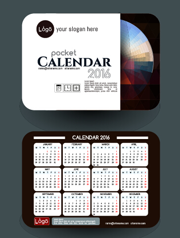 Calendar 2016 with business cards vector 10  