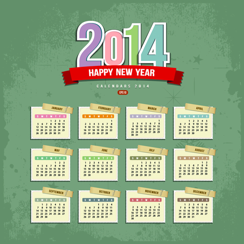Set of Calendars 2014 Creative design vector 03  