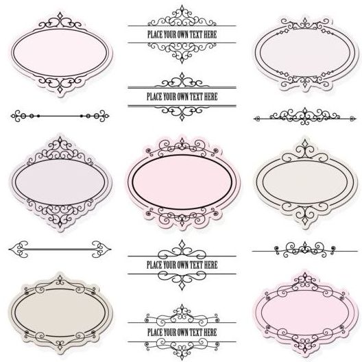 Calligraphic ornaments with floral frames vector 02  