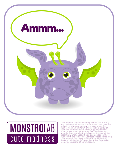 Cartoon madness monster with text box vector 05  