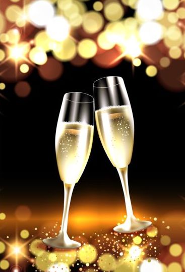 新年の背景を持つ Champaghne グラス03  