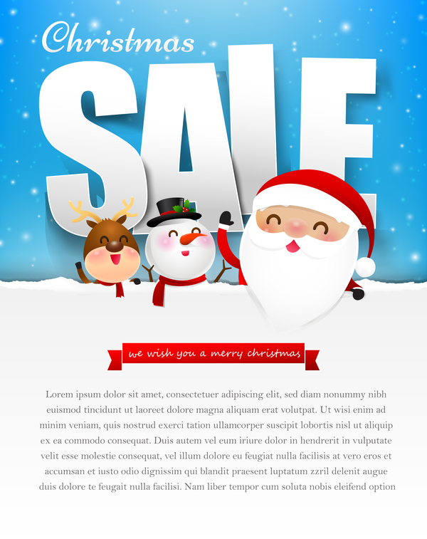 Christmas sale poster text with snowman vector 01  