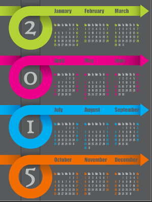 Classic 2015 calendar vector design set 06  