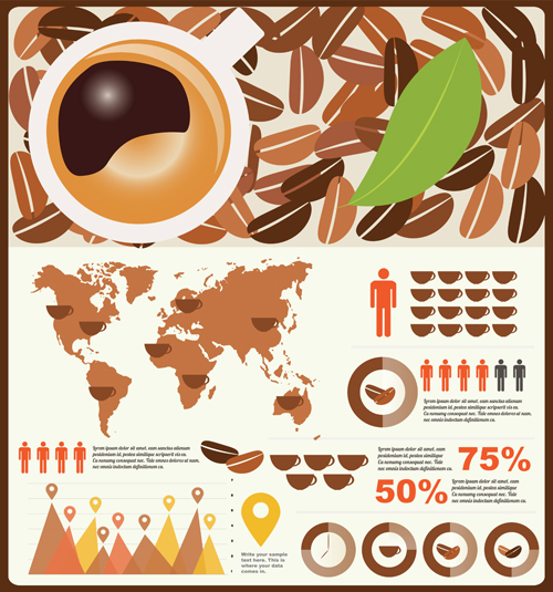 Coffee infographics business template design vector 02  
