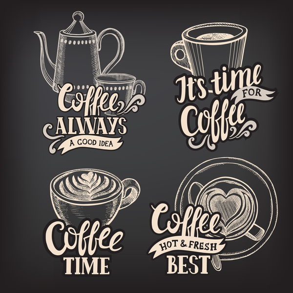 Kaffee Logos Design mit Tafel Hintergrund Vektor 02  