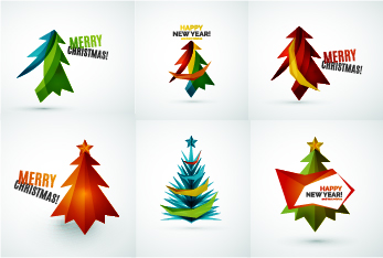 Colored christmas tree with logos vector graphics 01  