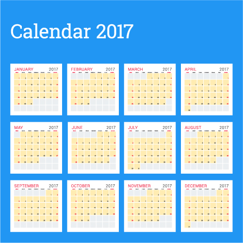 Common 2017 Wall Calendar template vector 06  