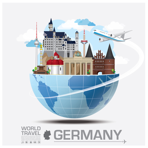 Creative world travel vectors template 03  