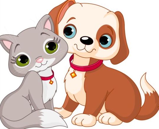 Cute kitten and puppy vector material 02  