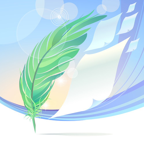 Dynamic feather with background vector set 06  