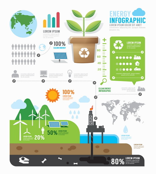 Infographic Vektor 01 des Energiegeschäfts  