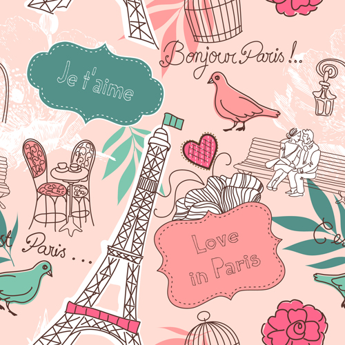 Fashion paris seamless pattern vectors 04  