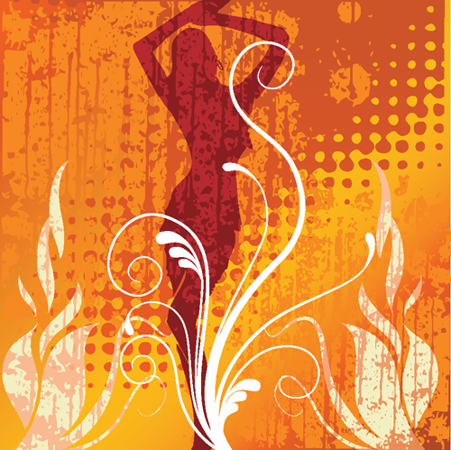 Set of Abstract Fire vector background 01  