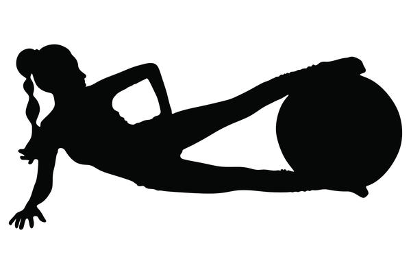 Fitness ball with girl silhouette vector set 07  