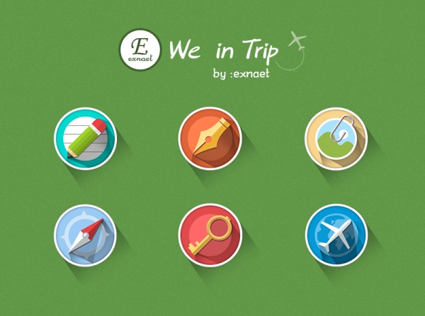 Flat styles travel icons material  
