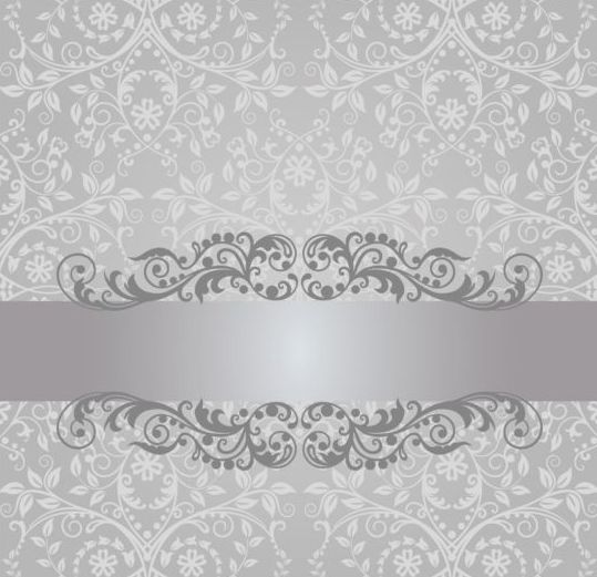 Floral damask vintage invitation background vector 02  