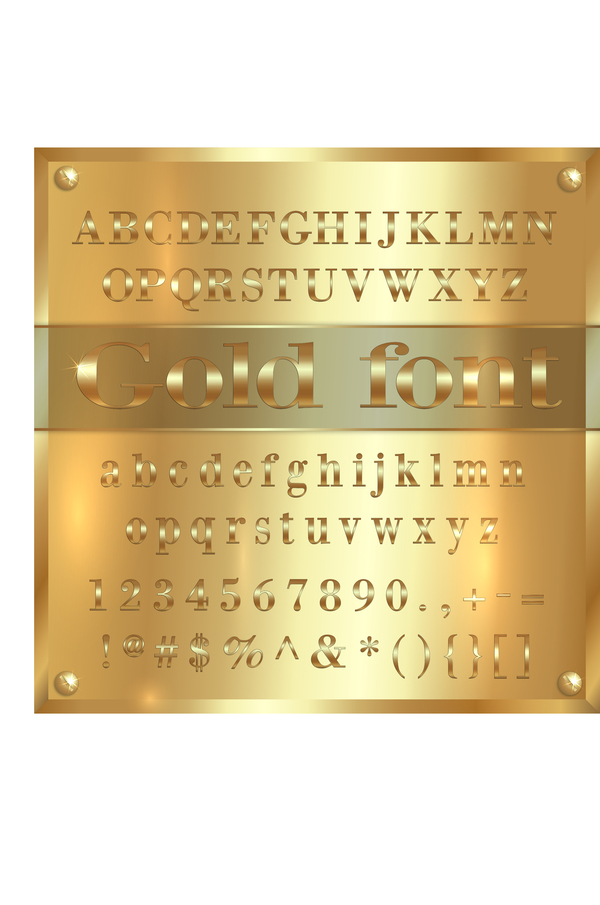 Glod lettertype met symbool vector  
