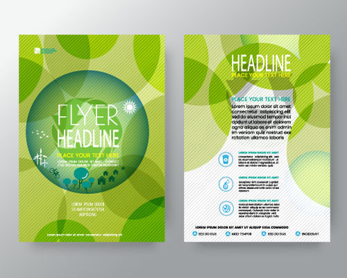 Green abstract flyer template vector  