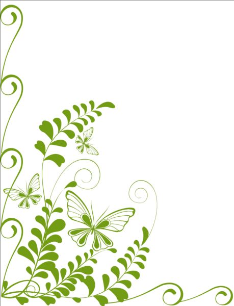 Green decor floral with grunge background vector 07  