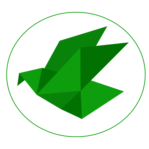Green origami bird vector  