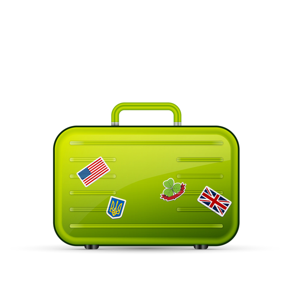 緑のポリカーボネートのスーツケース ベクトル素材 01  