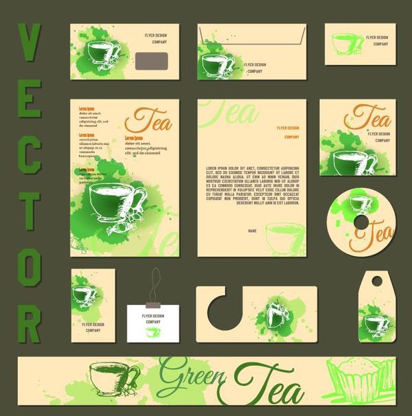 Green tea vector kit  