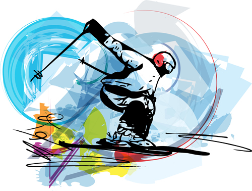 Hand drawn skiing sketch vector design 13  