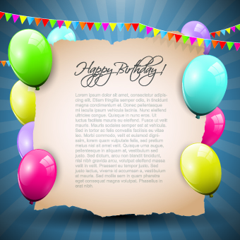 Colorful balloons happy birthday Greeting Cards background 02  