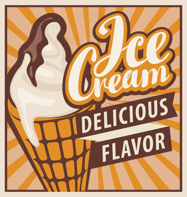 Ice cream poster vintage template vector 03  