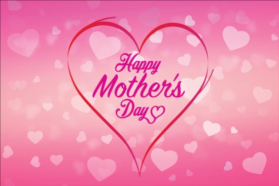 Mütter Tag rosa Hintergrund mit Herzvektor 03  