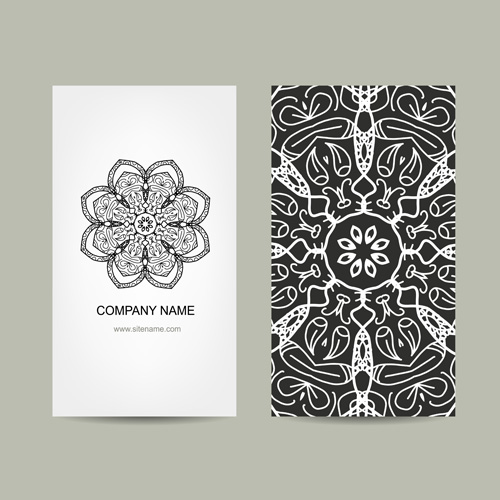 Ornament floral business cards vector set 09  