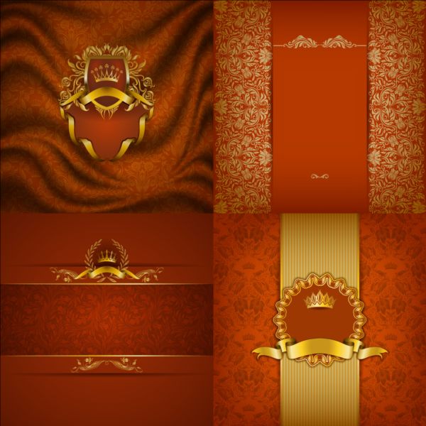Ornate backgrounds with golden decoration vector 08  