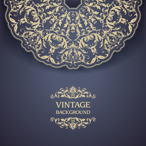 Ornate vintage floral art backgrounds vector 01  