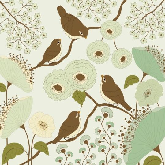 Pattern with birds vectors 01  