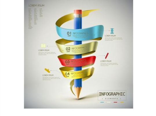 Potlood met Business infographic vector 04  