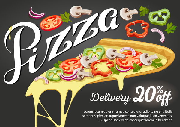 Pizza discount poster vector material 01  