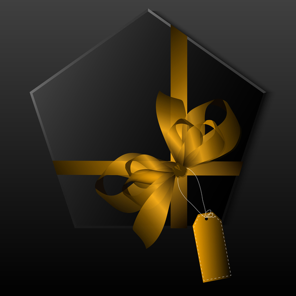 Polygon Geschenkbox mit farbigem Bändchenbogenvektor 03  