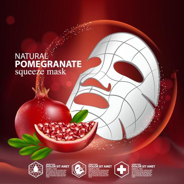Pomme grenade squeeze masque publicité affiche vecteur 03  