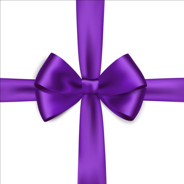 Purple ribbon bows vector 01  