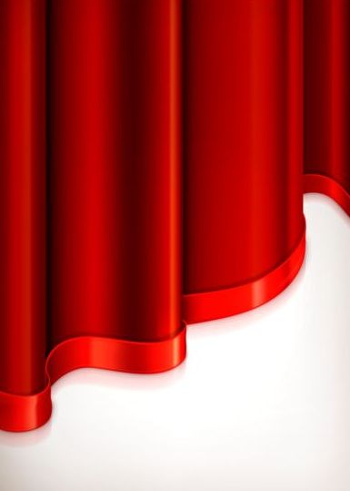 Red curtain with decorative tape vector 03  