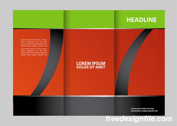 Red with black and green cover for flyer with brochure vector 13  