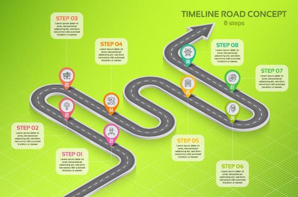 Road map infographic template vector 04  