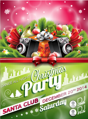 Santa club christmas music party poster vector 02  