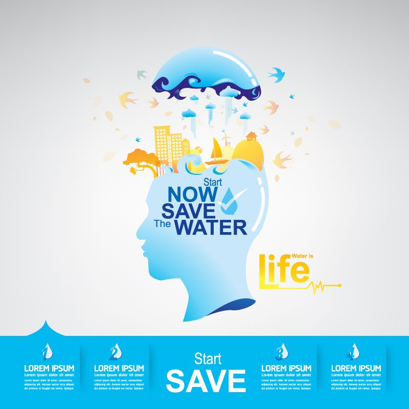 Start now save the water infographic vector 18  
