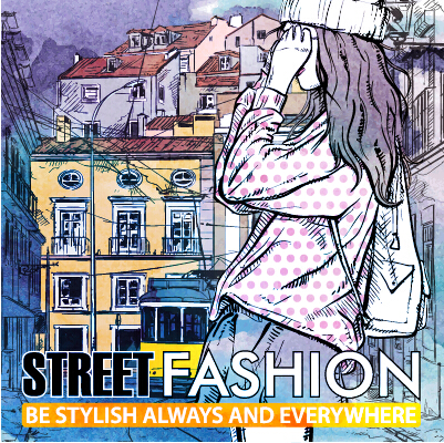 Street stylish everywhere hand drawing background vector 15  