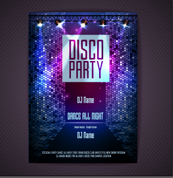 Stylish disco party poster cover 07 vector  