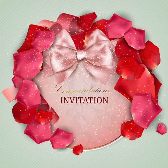 Carte d’invitation de la Saint-Valentin avec vecteur de pétale 04  