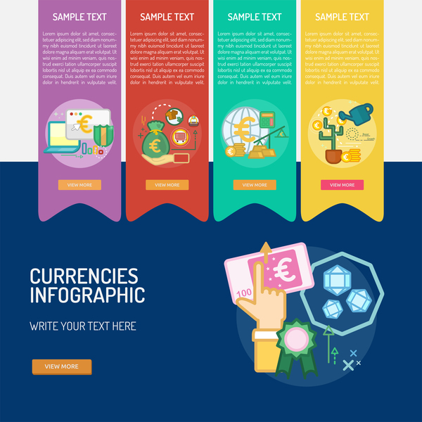 Vektor Infographic-Währungsschablonenmaterial 06  